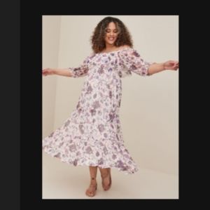 Torrid floral size 6 off shoulder dress